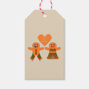 Etiqueta Para Presente Casal de Gingerbread de Natal bonito personalizado