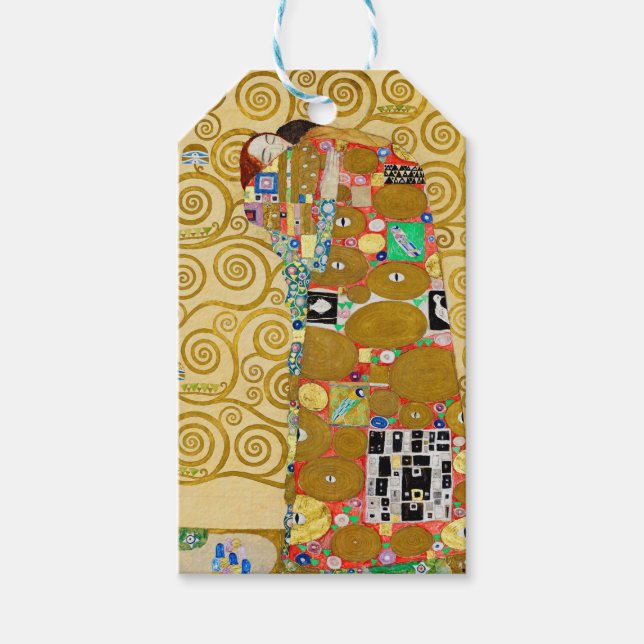 Etiqueta Para Presente Casal Gustav Klimt Realização Nouveau (Frente)
