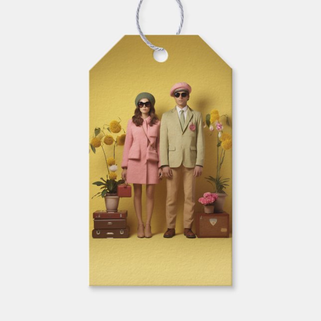 Etiqueta Para Presente Casal Retroativo Em Amarelo (Frente)