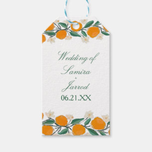 Etiqueta Para Presente Casamento Abstrato Botânico de Laranja Desenhado à