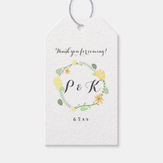 Etiqueta Para Presente Casamento Amarelo Floral Wreath