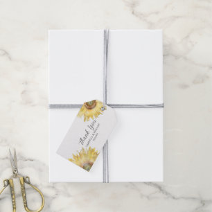 Etiqueta Para Presente Casamento Amarelo Girassóis Aquarela Obrigado