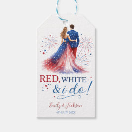 Etiqueta Para Presente Casamento Americano Vermelho Branco e Eu Faço