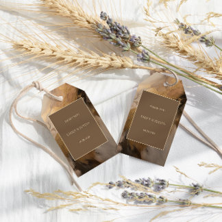Etiqueta Para Presente Casamento Artístico Moderno Dourado Chocolate Obri