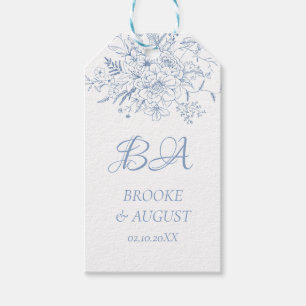 Etiqueta Para Presente Casamento Azul Monograma Dusty