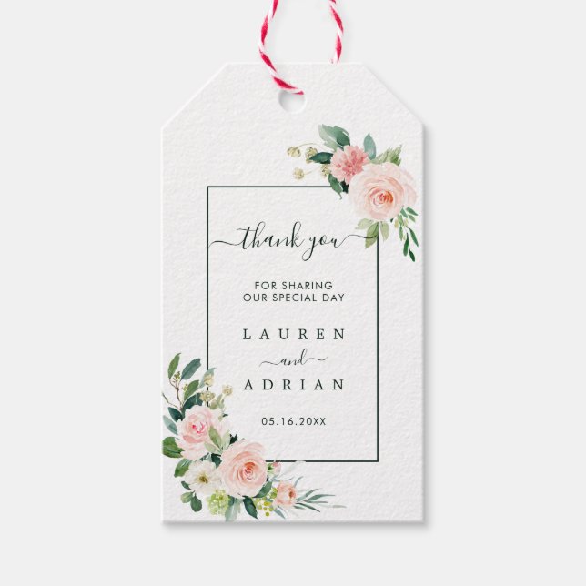 Etiqueta Para Presente Casamento Blush Pink Bloom Obrigado Por (Frente)