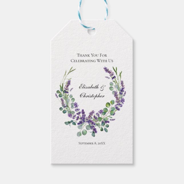 Etiqueta Para Presente Casamento Boho Personalizado Lavanda Eucalipto (Frente)