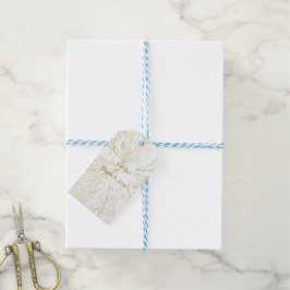 Etiqueta Para Presente Casamento Botânico em Arte de Linha Floral Dourada