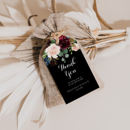 Etiqueta Para Presente Casamento Botânico Rustic Black Obrigado