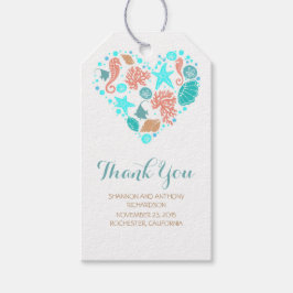 Etiqueta Para Presente Casamento Cardíaco do Tesouro do Oceano Náutico de