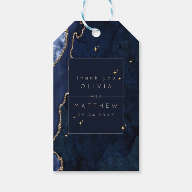 Etiqueta Para Presente Casamento Celestial Moody Navy  (Frente)