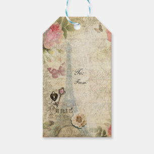 Etiqueta Para Presente Casamento Charmoso com Rosas Cor-de-Rosa Vintage P