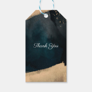 Etiqueta Para Presente Casamento Chic com Aquarela Moderna em Azul e Cora