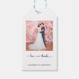 Etiqueta Para Presente Casamento Chic de Foto Elegante e Obrigado