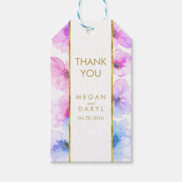 Etiqueta Para Presente Casamento Chic Dourado Floral Roxo Azul