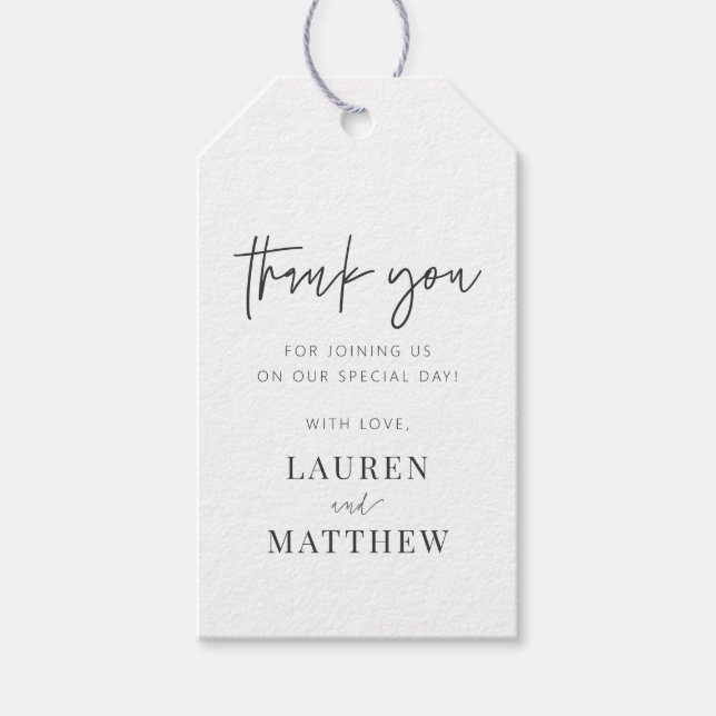 Etiqueta Para Presente Casamento Chic Moderno Simples Obrigado (Frente)