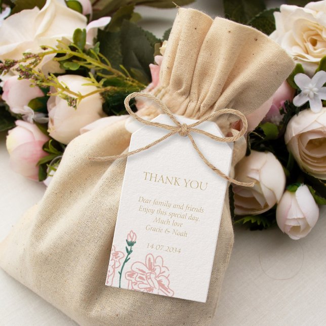 Etiqueta Para Presente Casamento Chic Pastel Rosa Obrigado (Criador carregado)