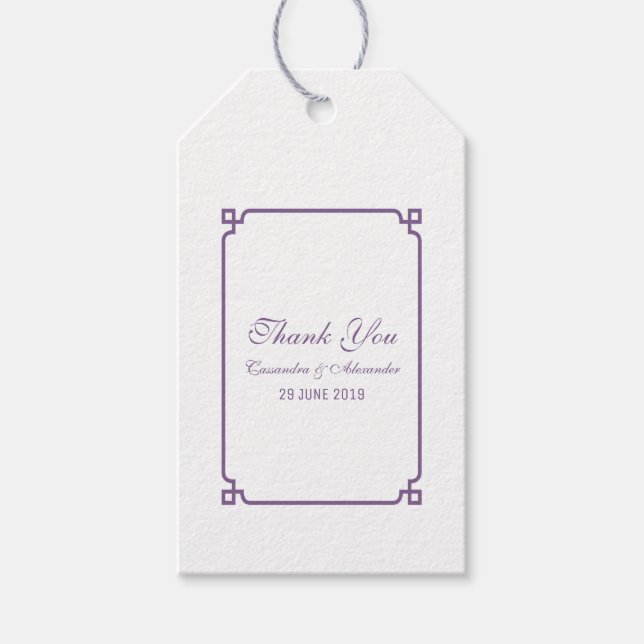 Etiqueta Para Presente Casamento Chic Purple Deco (Frente)