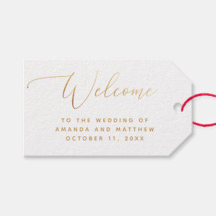 Etiqueta Para Presente Casamento clássico de ouro elegante. Boas-vindas