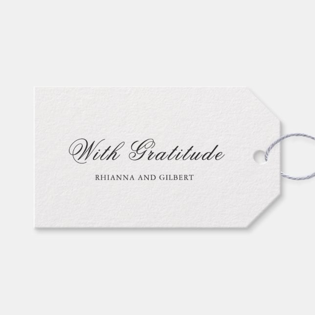 Etiqueta Para Presente Casamento Clássico Preto e Branco Atemporal (Frente (horizontal))