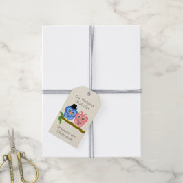 Etiqueta Para Presente Casamento Colorido Da Coruja Design Champagne Obri