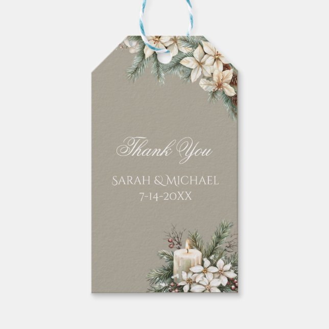 Etiqueta Para Presente Casamento com bege de inverno (Frente)