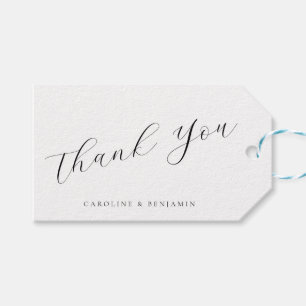 Etiqueta Para Presente Casamento com Caligrafia Branca Elegante Obrigado