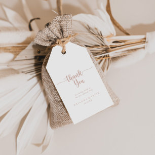Etiqueta Para Presente Casamento com Caligrafia rosa Dourada Obrigado