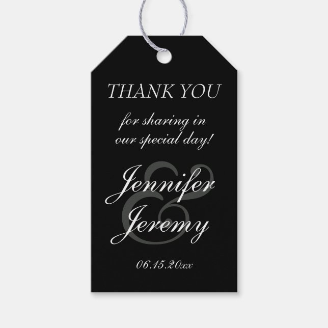 Etiqueta Para Presente Casamento com Cinzas Brancas Negras Elegantes Mode (Frente)
