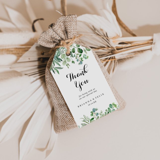 Etiqueta Para Presente Casamento com Eucalyptus Calliografia Greenery Obr (Criador carregado)