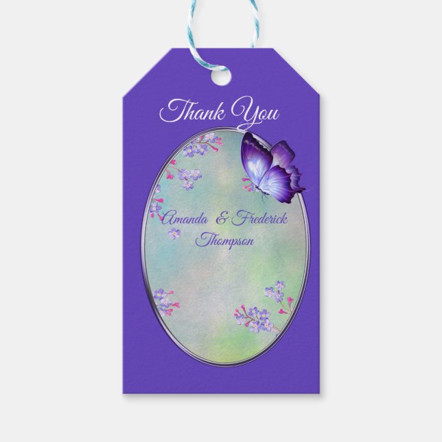 Etiqueta Para Presente Casamento com Flor de Lavanda Lilac (Frente)