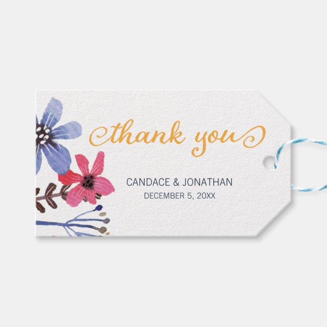 Etiqueta Para Presente Casamento com Flora Pintada (Frente (horizontal))