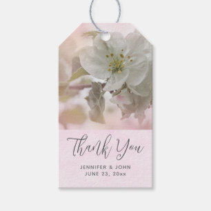Etiqueta Para Presente Casamento com Fotografias do Blossom de Maçã Branc