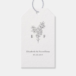 Etiqueta Para Presente Casamento com monograma de flores de cereja