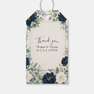 Etiqueta Para Presente Casamento com rosa floral naval elegante na borda