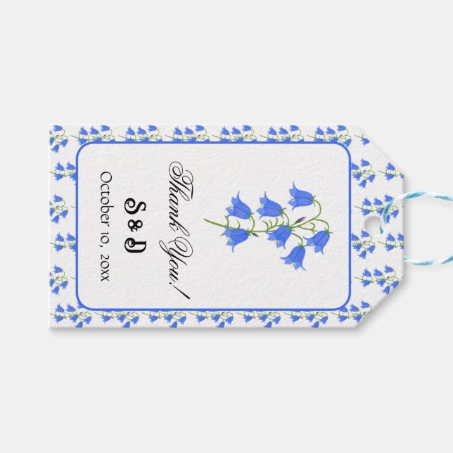 Etiqueta Para Presente Casamento das Campainhas Azuis (Frente (horizontal))