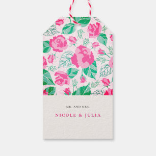 Etiqueta Para Presente Casamento das flores de Rosa verde rosa