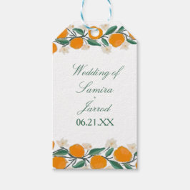 Etiqueta Para Presente Casamento de Abstrato de Laranja De Desenho Mão