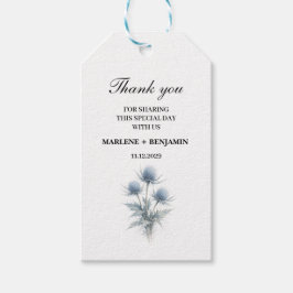 Etiqueta Para Presente Casamento de Aquarela Floral Escocesa Cardo Azul