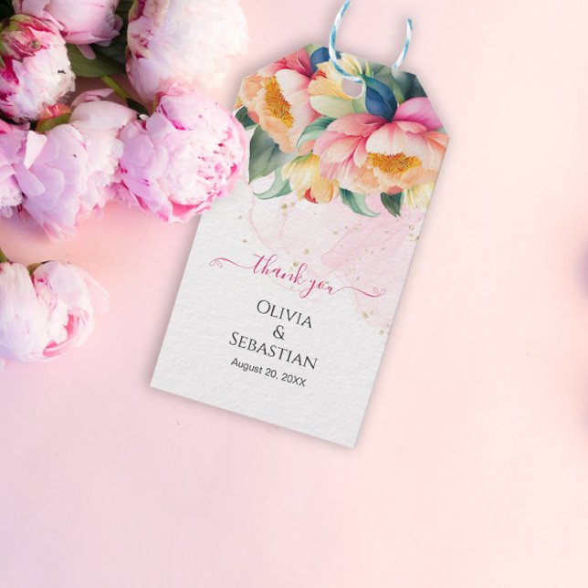 Etiqueta Para Presente Casamento de Aquarela Romântica Elegante (Criador carregado)