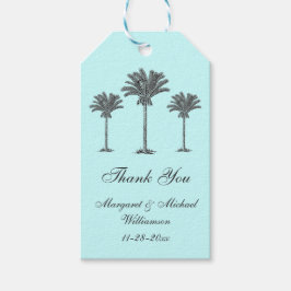 Etiqueta Para Presente Casamento de Árvore Tropical de Palma Elegante Aqu