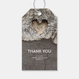 Etiqueta Para Presente Casamento de Árvores do Coração da Madeira Rústica