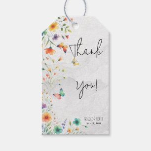 Etiqueta Para Presente Casamento de Borboleta Floral Aquarela Colorida