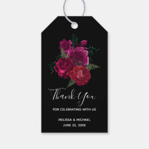 Etiqueta Para Presente Casamento de Buquê Floral Magenta-Rosa