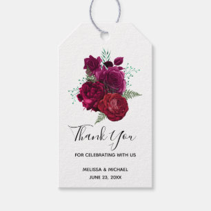 Etiqueta Para Presente Casamento de Buquê Floral Magenta-Rosa