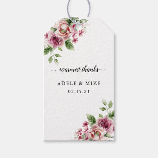 Etiqueta Para Presente Casamento de Buquê Rosa Rosa Rosa Elegante