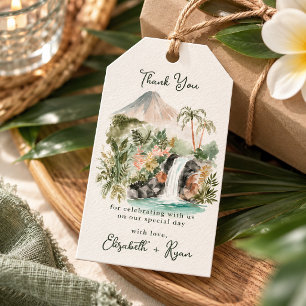 Etiqueta Para Presente Casamento de Cachoeira de Vulcão Tropical Obrigado