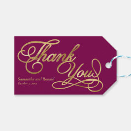 Etiqueta Para Presente Casamento de Caligrafia com Folha de Ouro e Borgon