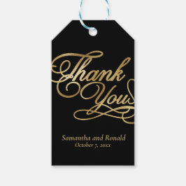 Etiqueta Para Presente Casamento de Caligrafia Obrigado em Folha de Ouro 