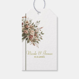 Etiqueta Para Presente Casamento de canto floral branco e verde oliva ele